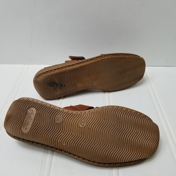 Reiker Shoes Brown Leather Mule Clog Wedge Shoes Womens Size 6 - Picture 7 of 13